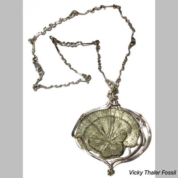 Vicki Thaler Fossil Sterling Pyrite Necklace - Picture 2 of 5
